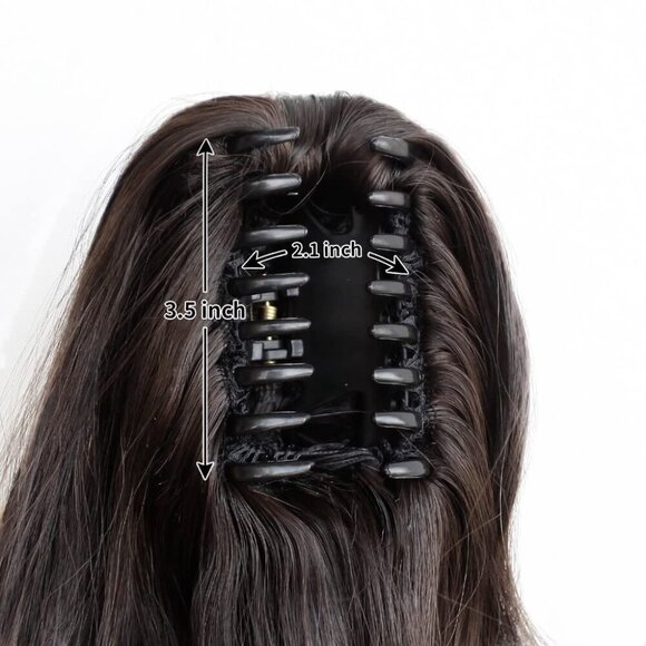 Wavy Ponytail Extension Claw Clip Synthetic Hair for Women 16in Dark Brown main image 4